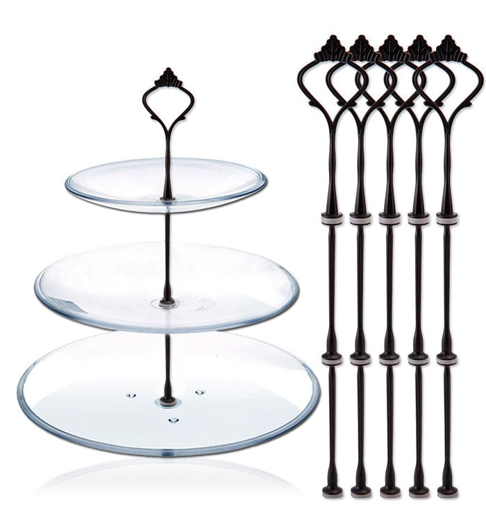 3 Tier Black Crown Cake Stand Fruit Cake Plate Handle Fitting Stand Holder