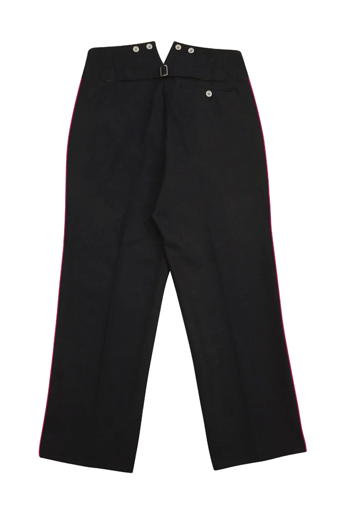  German Fire Police Black Wool Service Trousers With Pipe German-Uniform