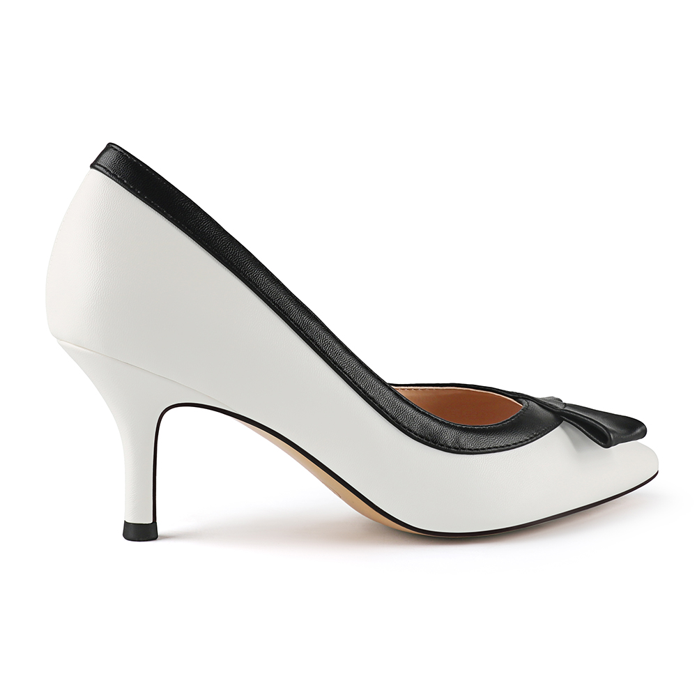 60mm Pointed Toe Bowknot Kitten Heels Daily Matte Pumps for Women-MERUMOTE