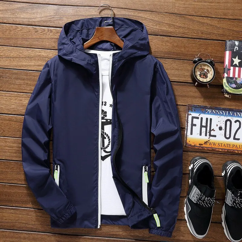 Ultra Light Men's Summer Hooded Jacket Super Thin Windbreaker Packable Skin Coat Sunscreen Waterproof Beach Casual Jackets