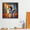 Diamond Painting -DIY Round Drill Maple Leaf Cat(40x40cm)