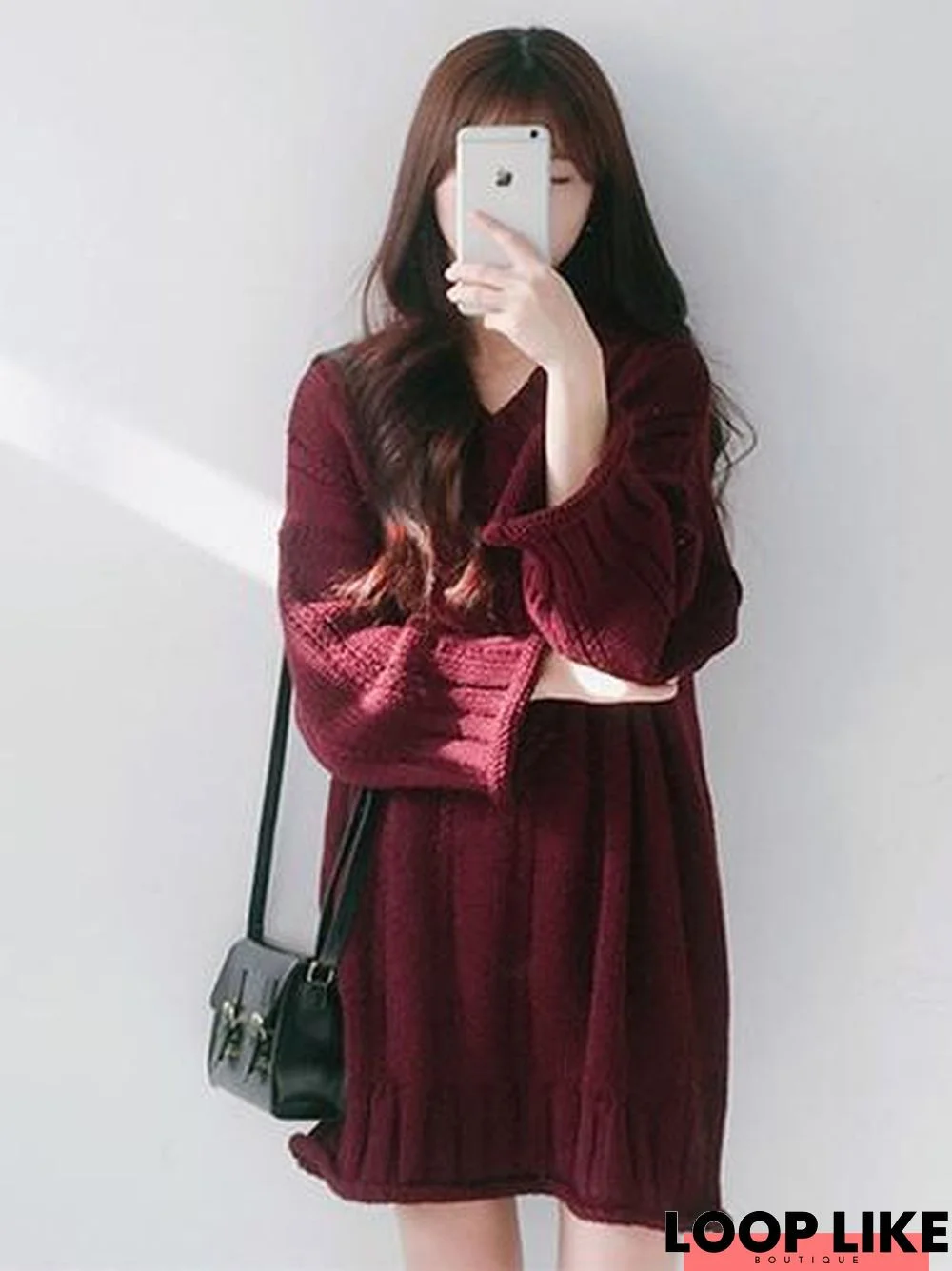 3 Colors Knitting V-Neck Chic Sweater