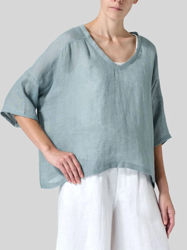 Thin cotton and linen comfortable women's top