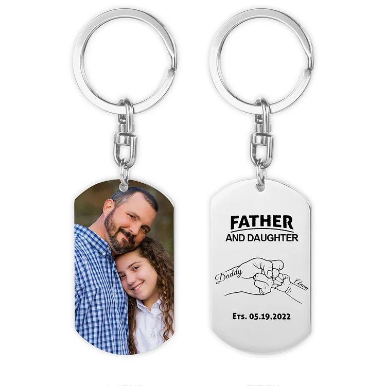 Father and Daughter Keychain Custom Photo and Names Keychain Gift for Dad