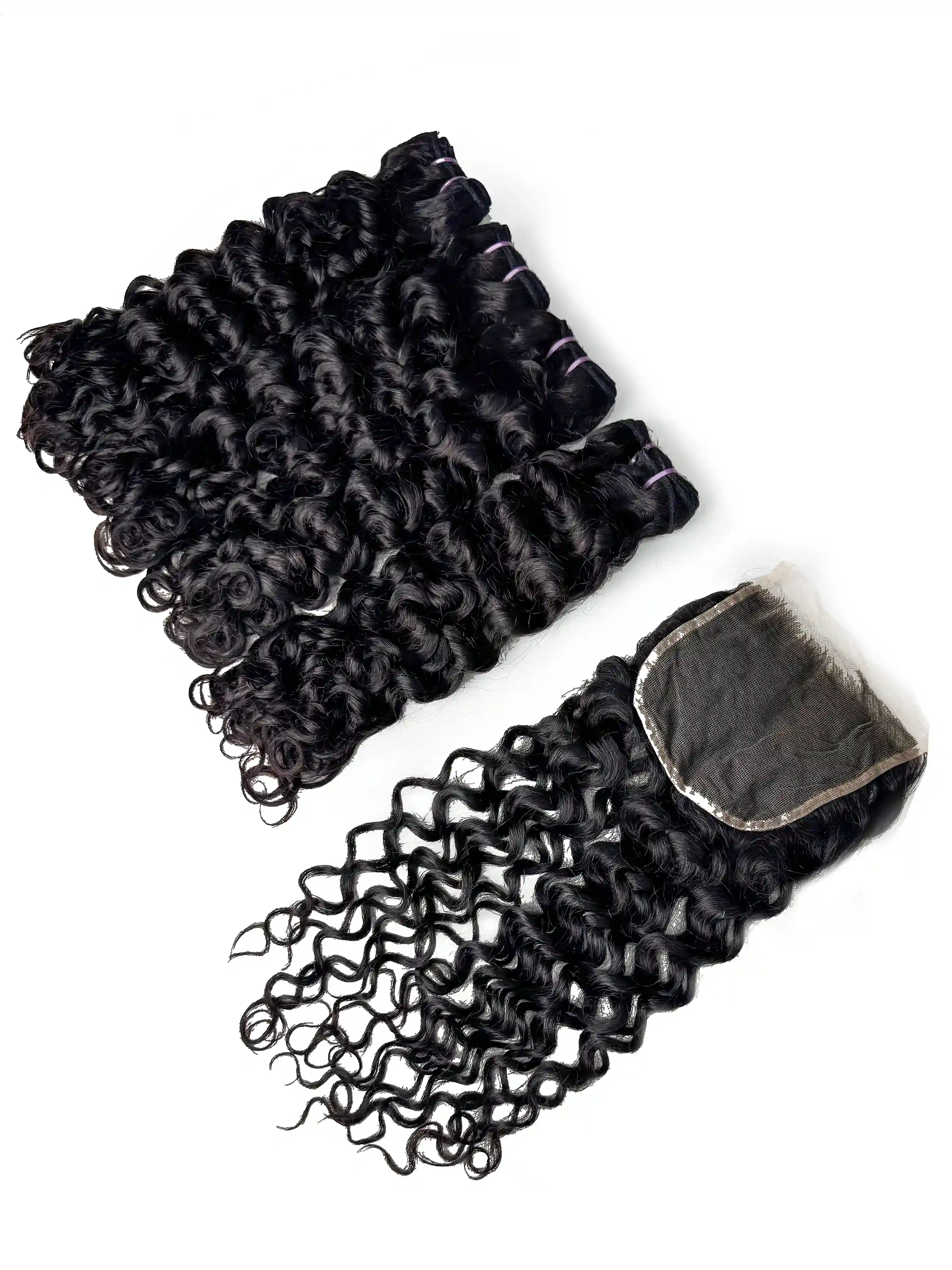 Water Wave 4PCS Bundles & 1PC 5x5 Lace Closure | Transparent & HD Lace | 100% Human Hair | Top Virgin Hair