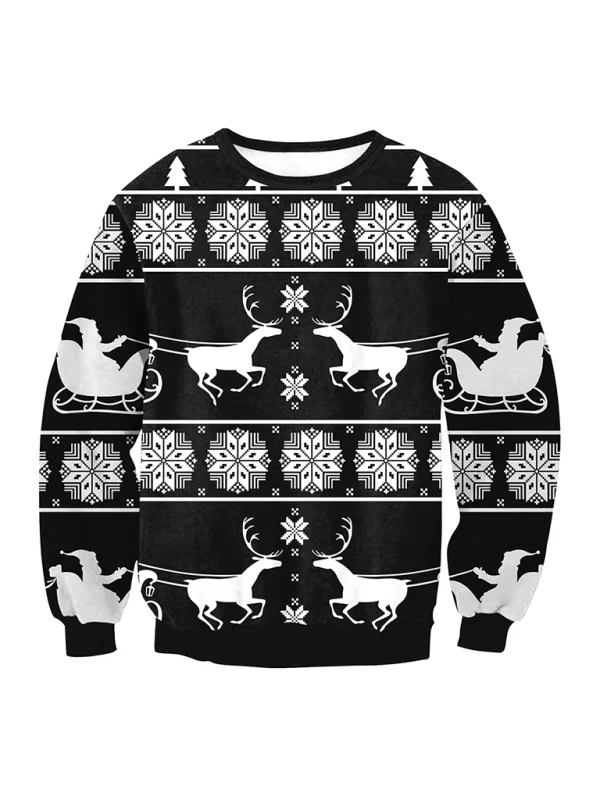 pullover sweater women santa elk long sleeve round neck loose top Flusfy