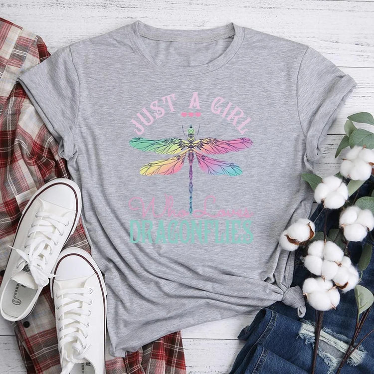 Just a Girl Who Loved Dragonfly  T-Shirt Tee-06339-Annaletters