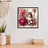 Katze und Pfingstrose - Rundbohrer Diamantmalerei - 30*30cm