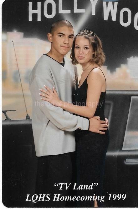 Homecoming Portrait FOUND Photo Poster painting Color HIGH SCHOOL COUPLE Original 13 6 W