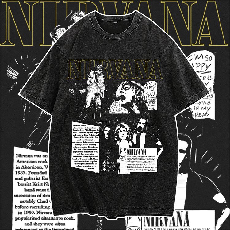 Davidhawaii100% Cotton Casual Nostalgic Vintage Rock Band Poster Street Tee - 100% Cotton