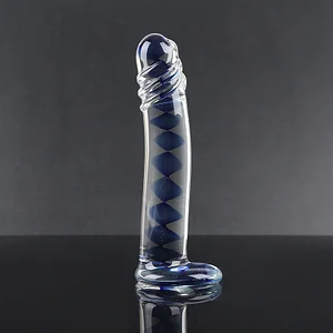 Blue Wave Curved Realistic Glass Dildo