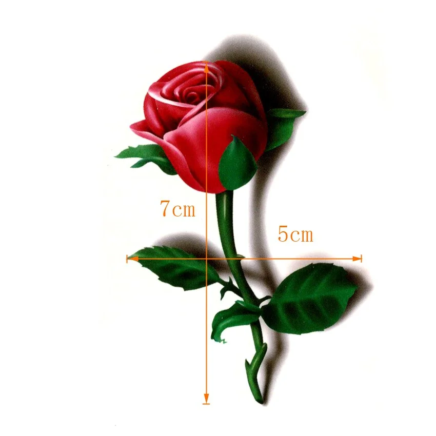 3D Red Rose Waterproof Temporary Tattoos Men Beauty Flowers Harajuku Tatoo Sleeves Faux Tatouage Temporaire Femme Stickers