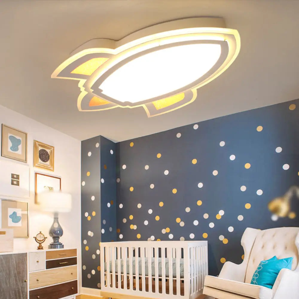 Rocket Led White Ceiling Light For Kids&rsquo; Room / Small