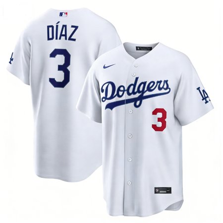 Men's Los Angeles Dodgers #3 Edwin Diaz Nike White Home Limited Jersey