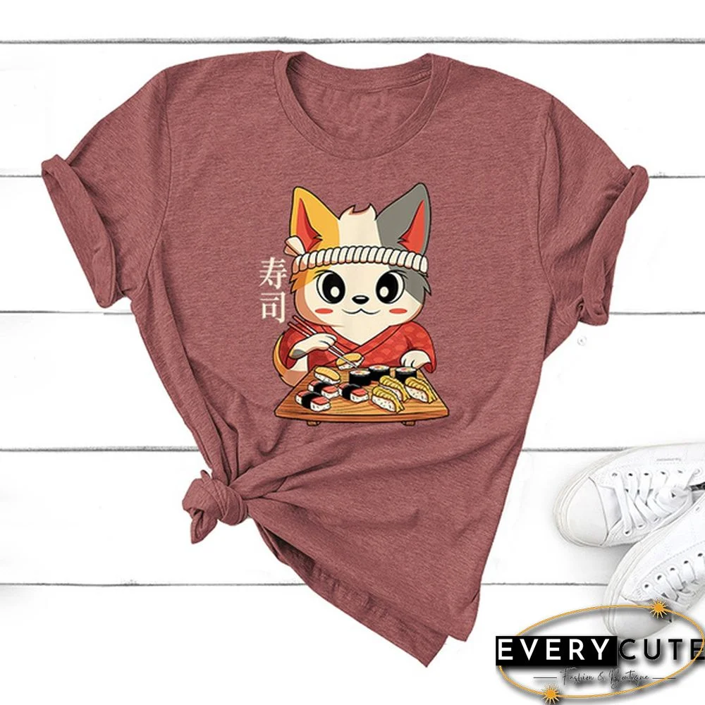 Fashion New Sushi T-Shirt Men And Women Cartoon T-Shirt Harajuku Streetwear T-Shirt Casual Tops Tees