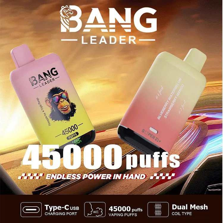 Bang Leader 45000 45K Puffs 2% 3% 5% Nicotine Double Taste LED Display (Box of 3) mysite www.vapeshoppromax.com