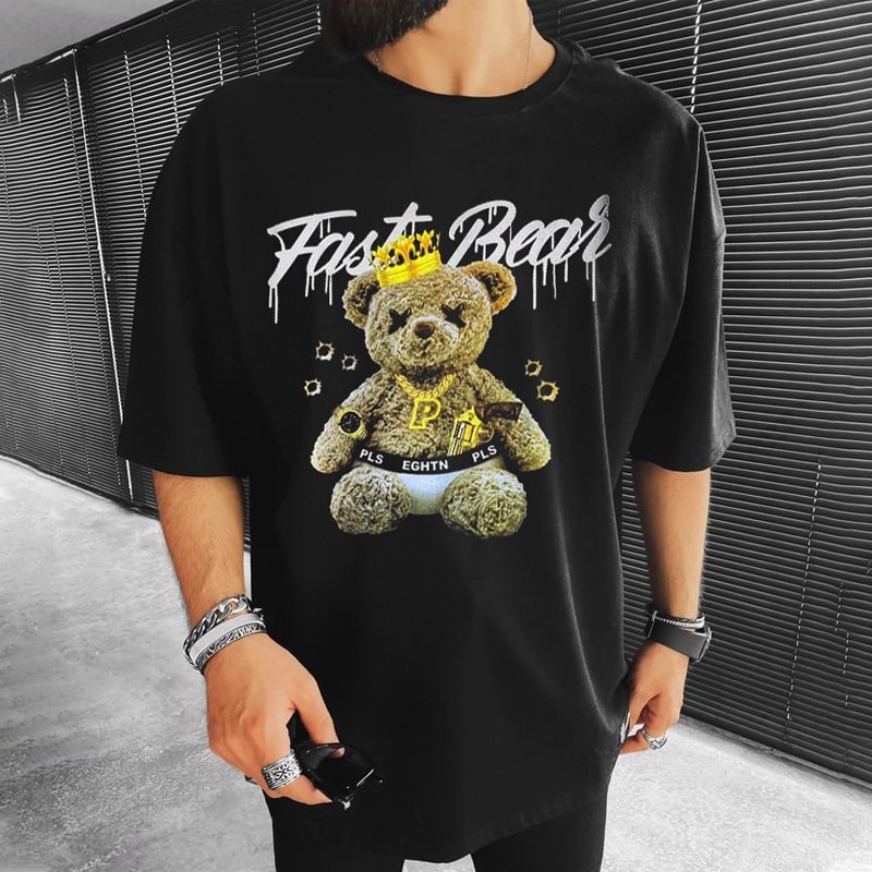 Teddy Bear Print Short-sleeved T-shirt