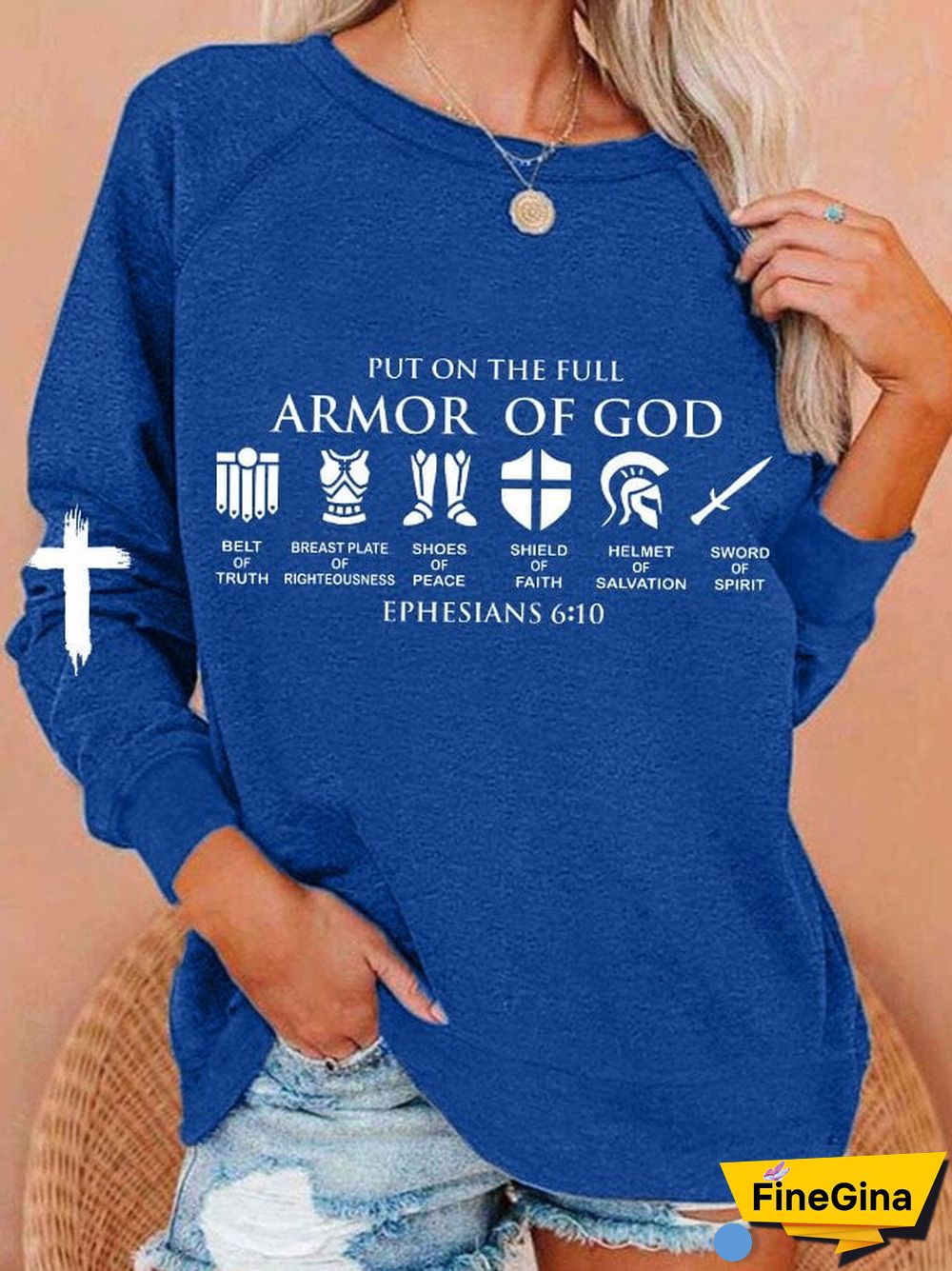 Women's Put on The Full Armor of God Print Sweatshirt