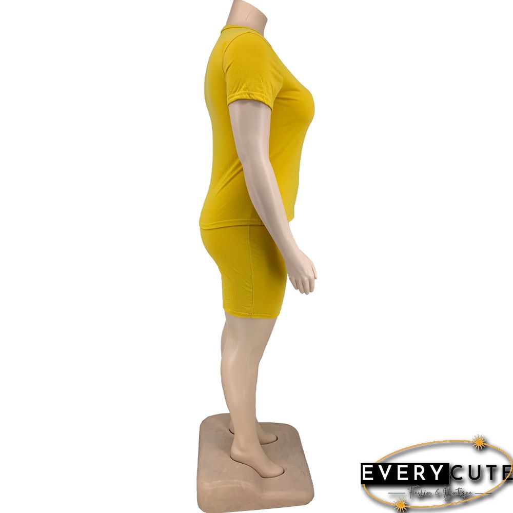 Plus Size Summer Casual Solid Color Short Sleeve Round-neck T-Shirt