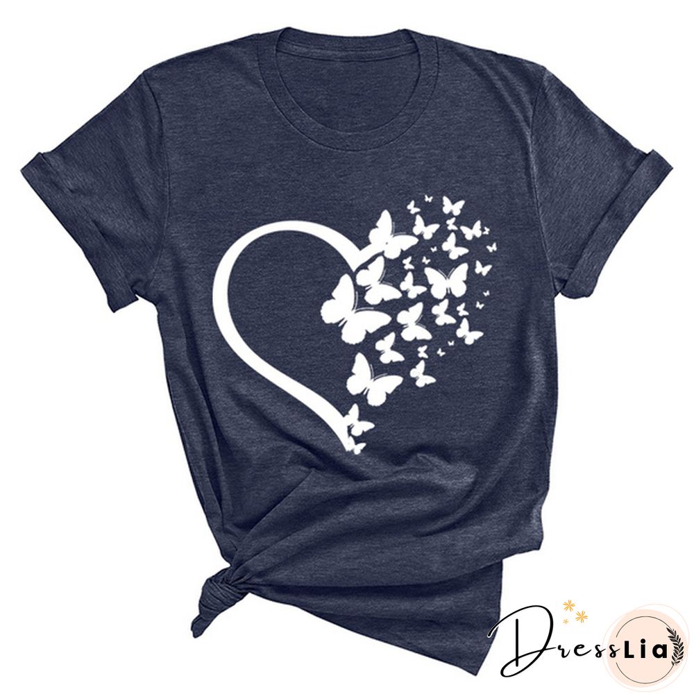 New Butterfly Print T Shirt Women Men Short Sleeve Tops Tees Summer Fashion Loose Casual T-Shirt