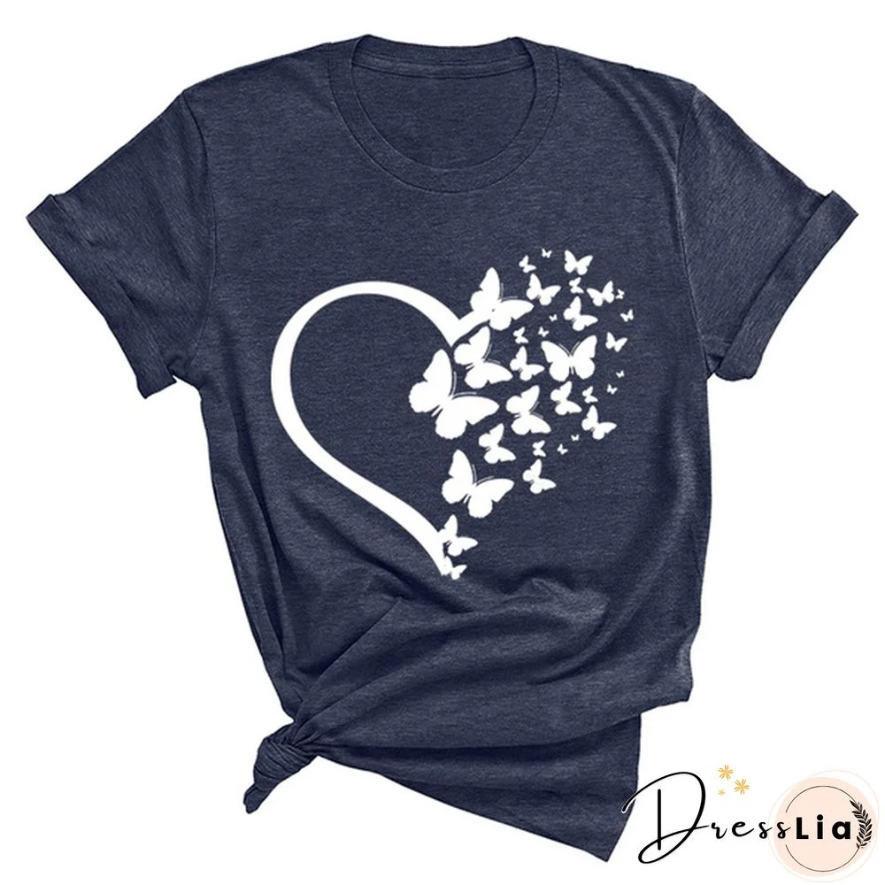 New Butterfly Print T Shirt Women Men Short Sleeve Tops Tees Summer Fashion Loose Casual T-Shirt