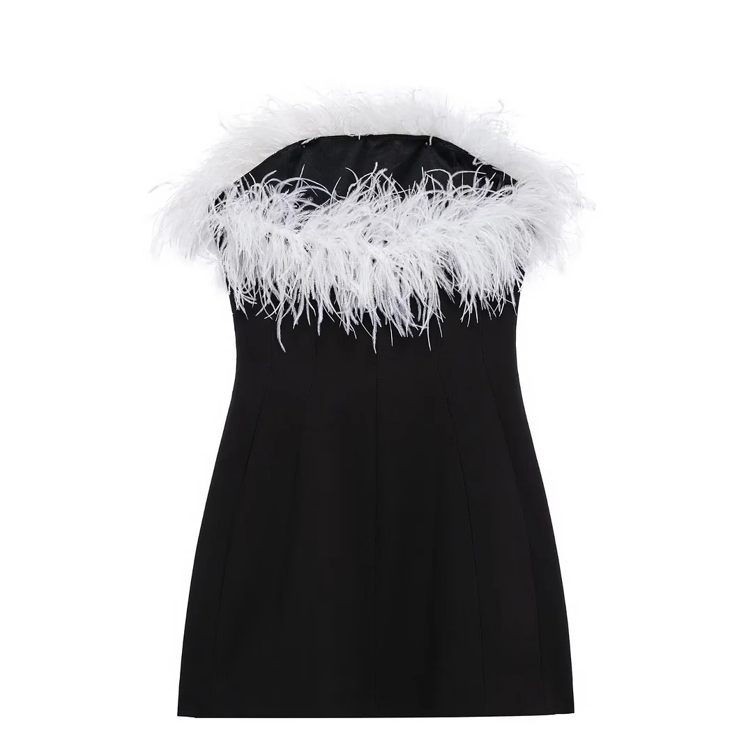 Nigikala Nigikala Women's New One-Word Collar Elastic Sexy Hot Babes Dress