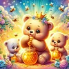 Diamond Painting -DIY Round Drill Bear Eating Honey(40x40cm)