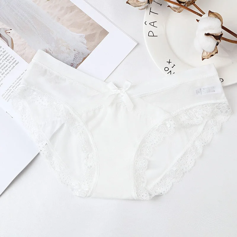 Women Sexy Panties French Hollow Out Mesh Lace Underwear Breathable Transparent Briefs Seamless Solid Panties