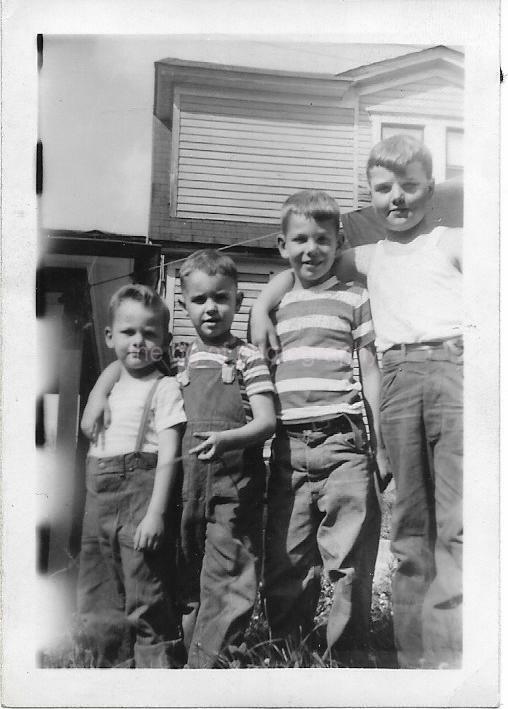 Four Kids BOYS Vintage FOUND Photo Poster paintingGRAPH bwOriginal Snapshot 99 8