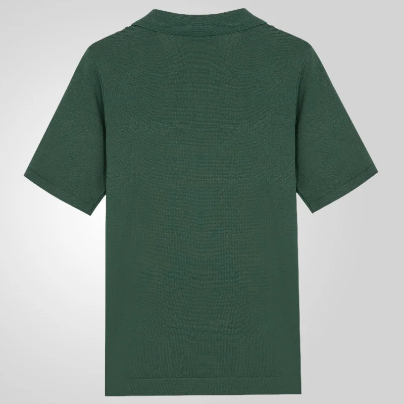 Uveng Uveng Men's Green Striped Short-Sleeved Polo Shirt Knitted Shirt Men SY0071