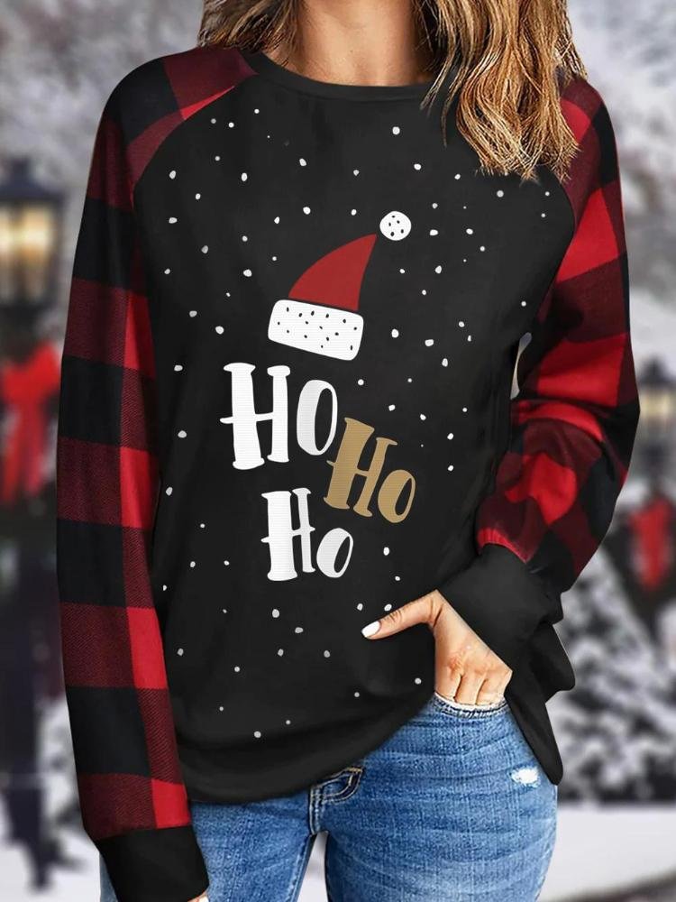 Women's Merry Christmas HO Letter Print Sweatshirt