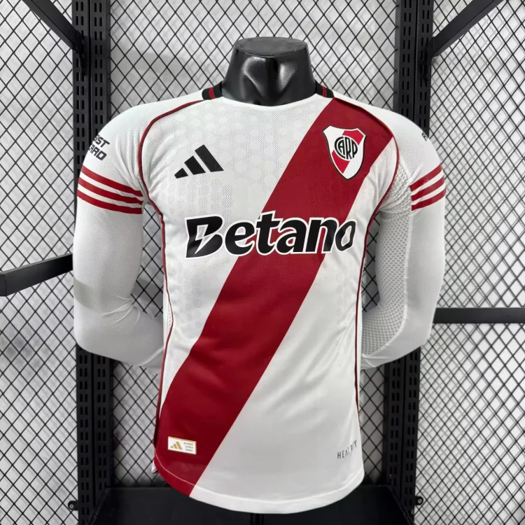 2025-26 New Season-River Plate Home Long Sleeve Jersey-Player Edition