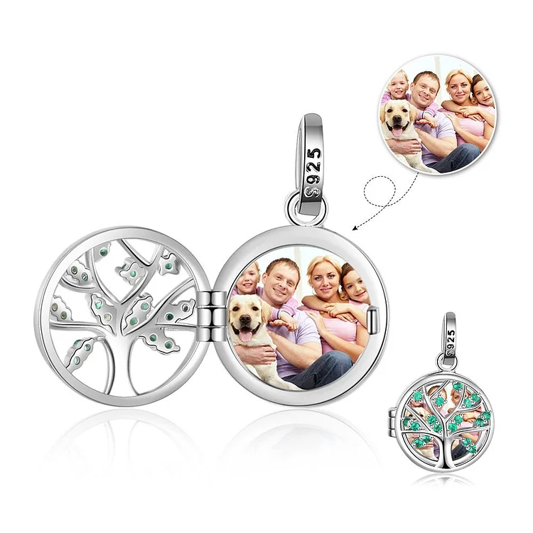 Family Tree Photo Locket Necklace Personalized Gift For Her