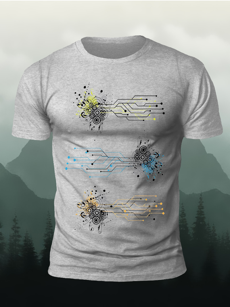 Circuit Flower Print Short Sleeve T-Shirt