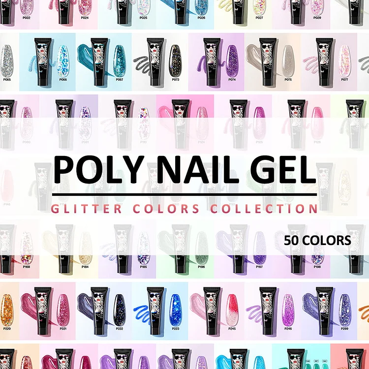 50 Glitter Colors Poly Gel Collection