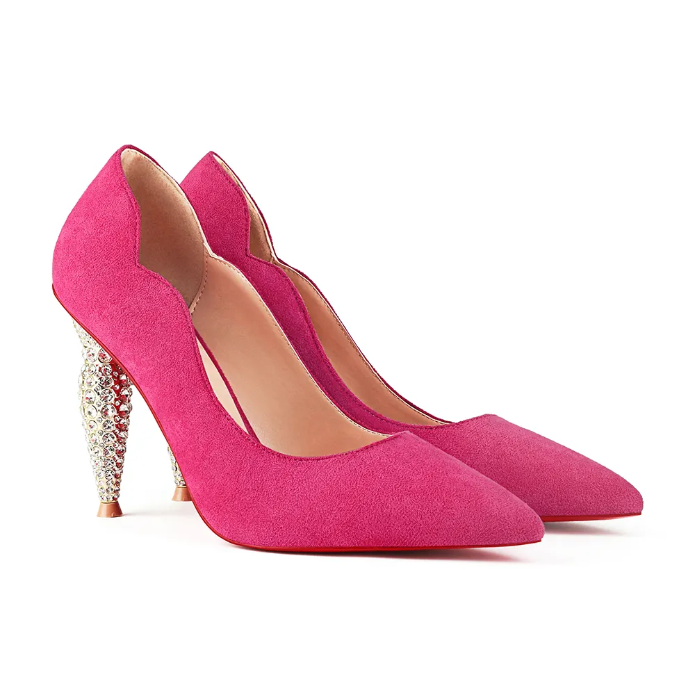 100mm Diamond Red bottom high heels Suede-vocosishoes