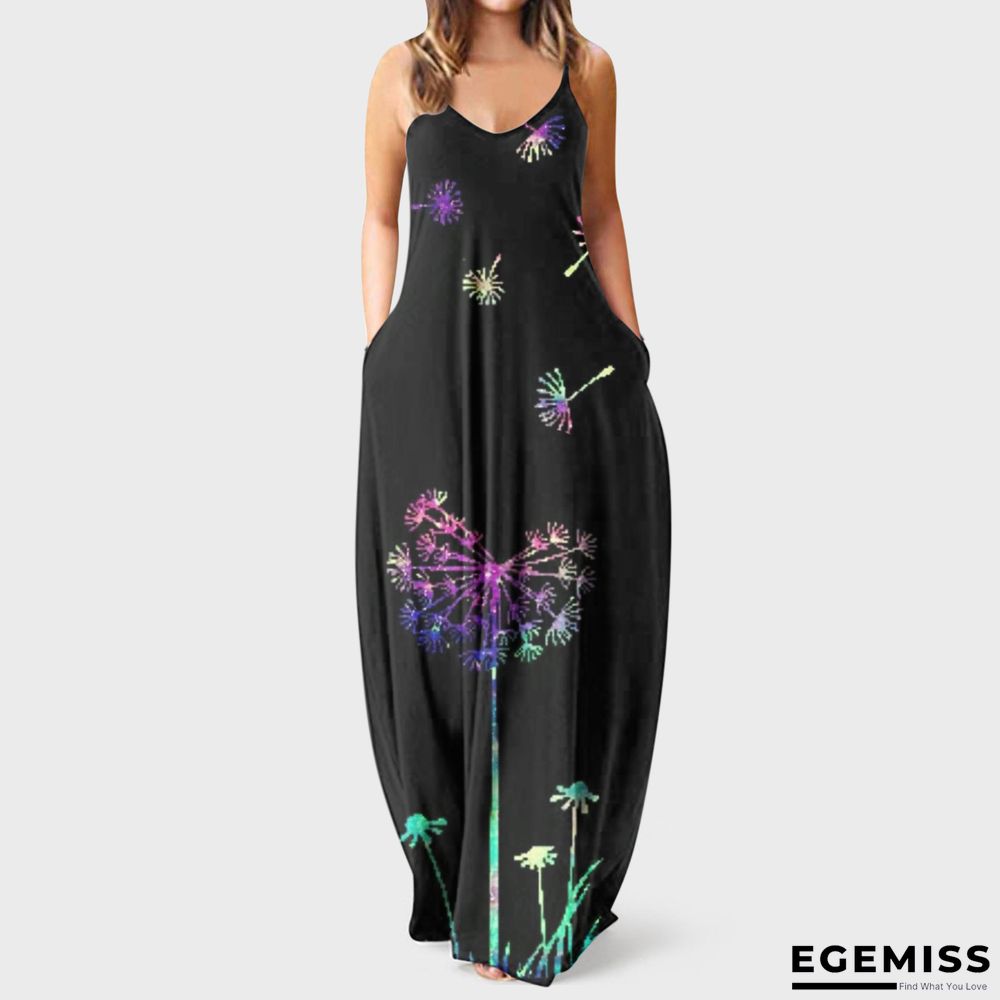 Butterfly Neck Sleeveless Strap Long Dress Black Dresses | EGEMISS