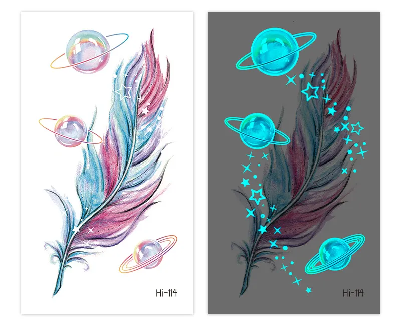 Sdrawing Luminous Glowing In Dark Tattoo Stickers Butterfly Daisy Flower Music Night Club Party Temporary Tattoos Shiny Body Art