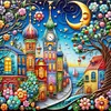 Colored Houses-14CT Stamped Cross Stitch 40*40cm/15.75*15.75in tapestrymarket