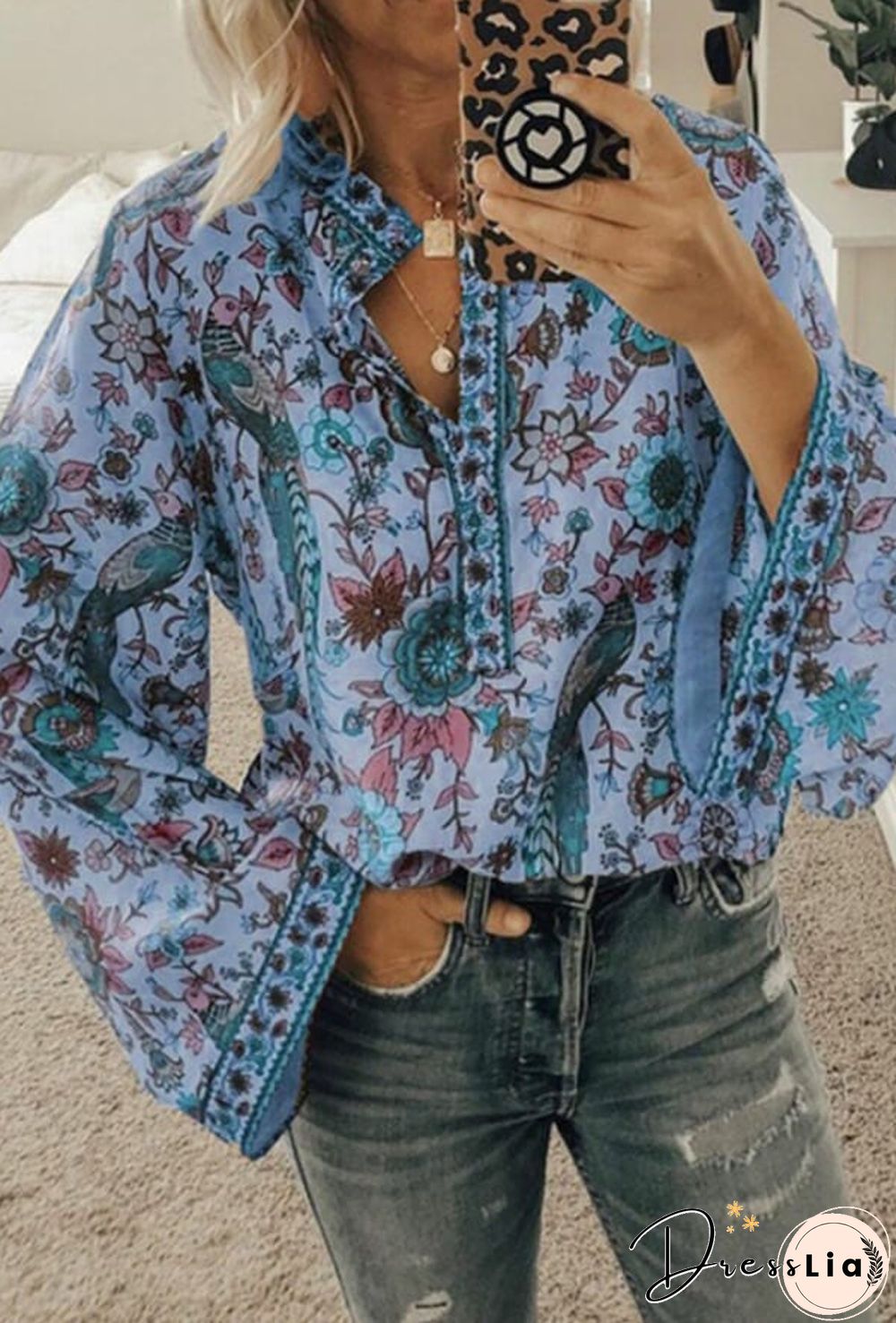 Fashion Casual Floral Print Blouse