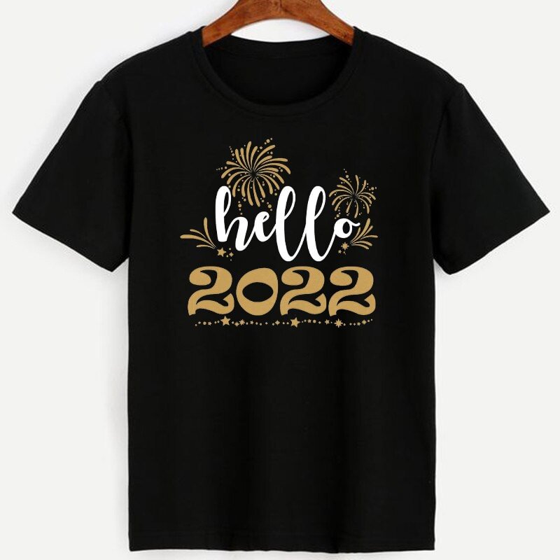 Hello 2022 Family Matching Clothes New Year Mother Father Kids Look Outfit Tshirt Baby Boy Girls Rompers Holiday Family T Shirt