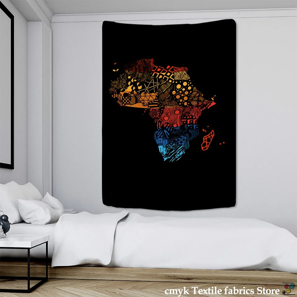 Nigikala World Map 3D Print Fabric Geometric Colorful Compass Wall Hanging Tapestry Retro Oil Painting Pirate Treasure Map