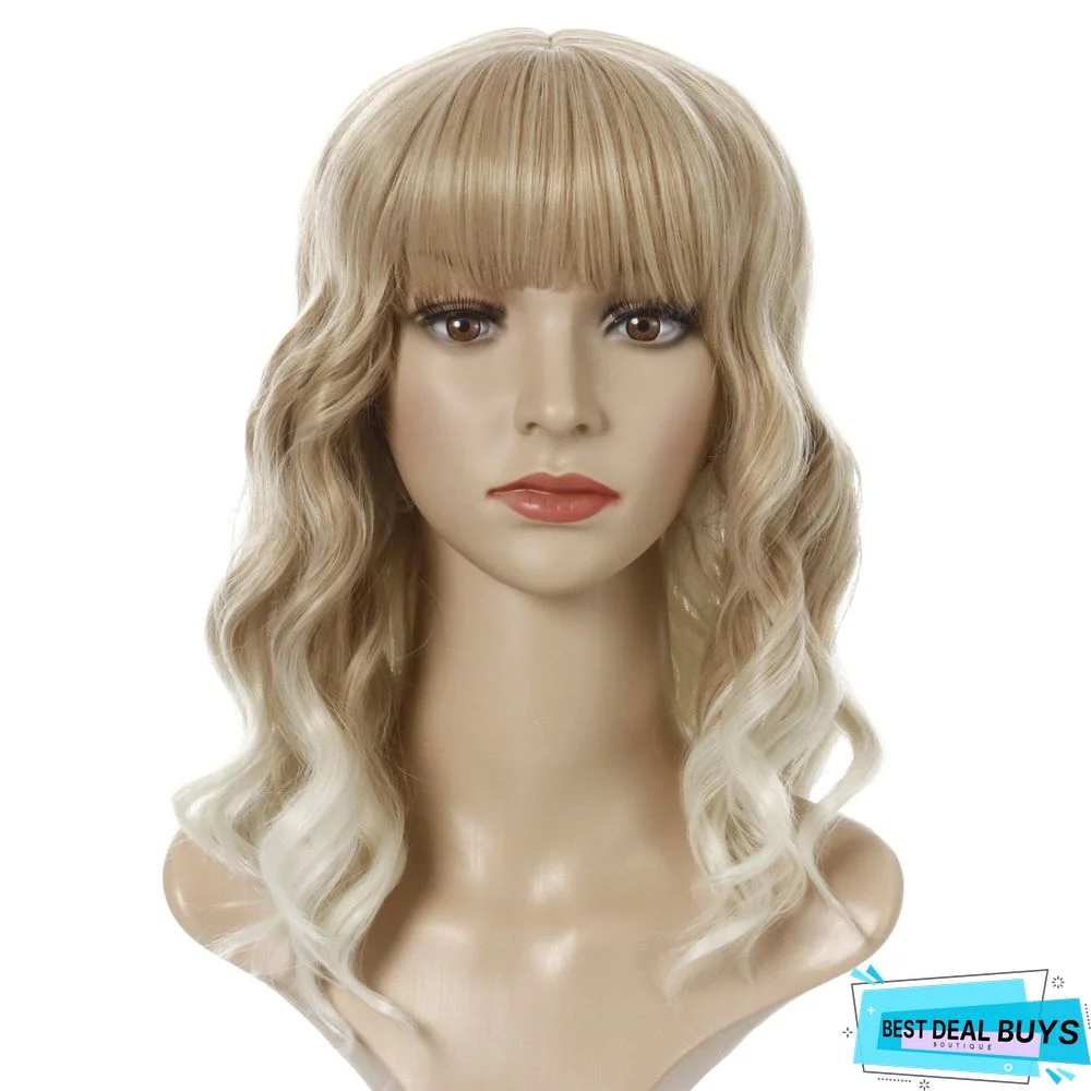 European and American Short Curly Hair with Bangs and Chemical Fiber Headgear