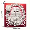 Kit de peinture en perles en forme sp&eacute;ciale pour chat blanc DIY avec un cadre 25x25cm