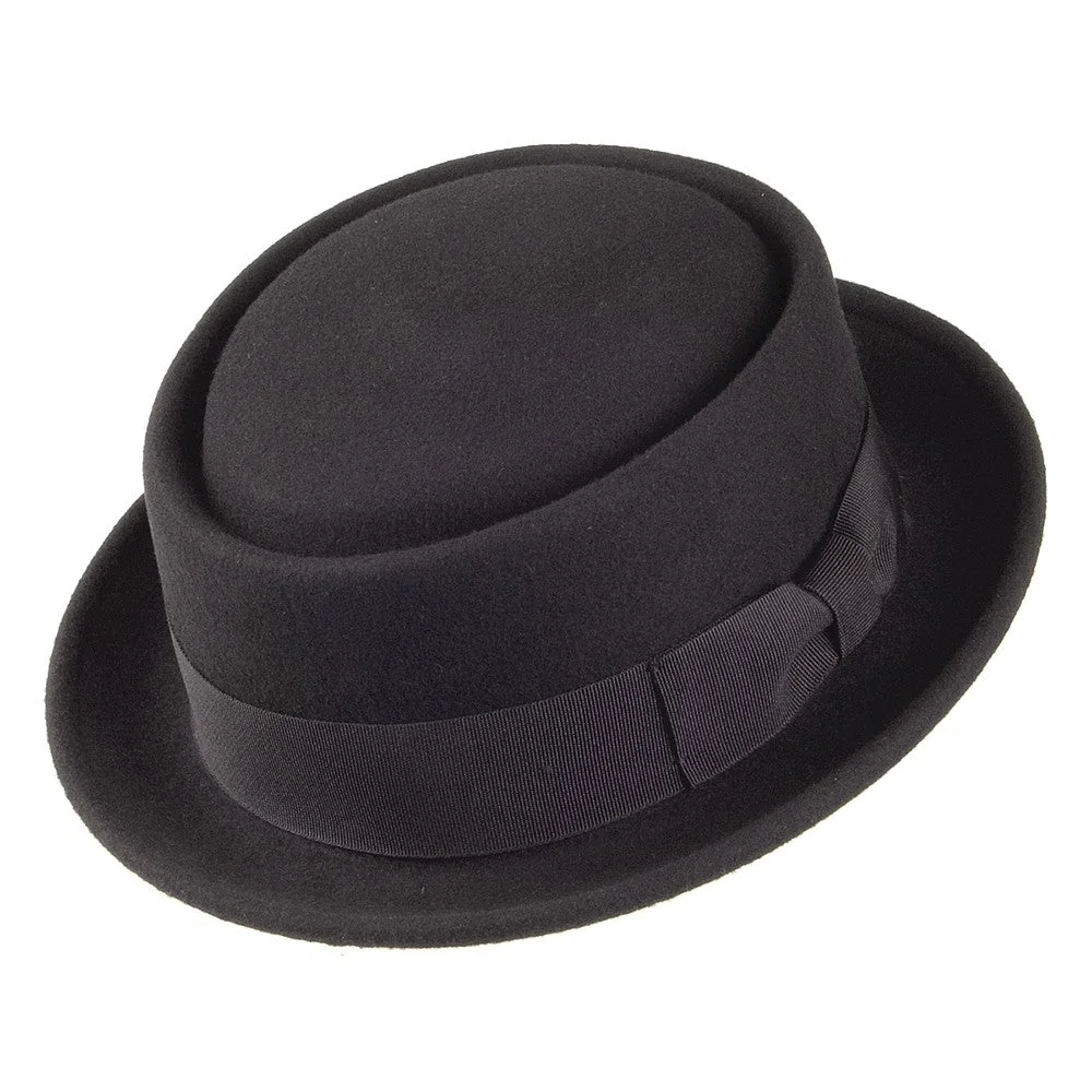 Jaxon & James Crushable Wool Pork Pie Hat - Black