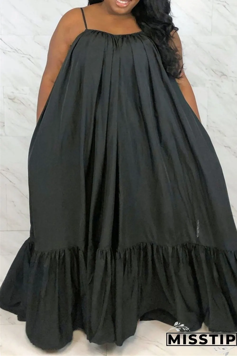 Pink Sexy Casual Solid Backless Spaghetti Strap Loose Sling Dress