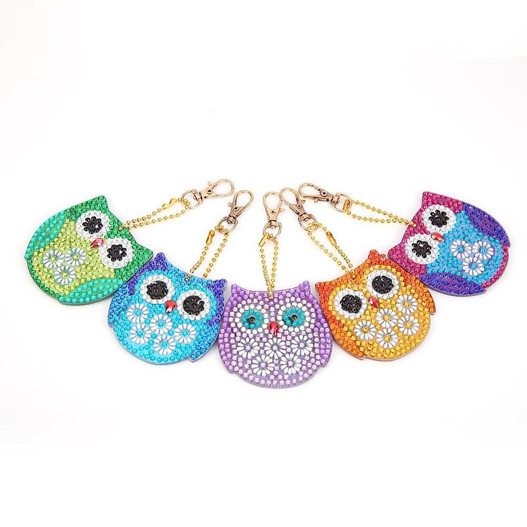 5pcs DIY Bird Full Drill Special Shaped Diamond Painting Keychains