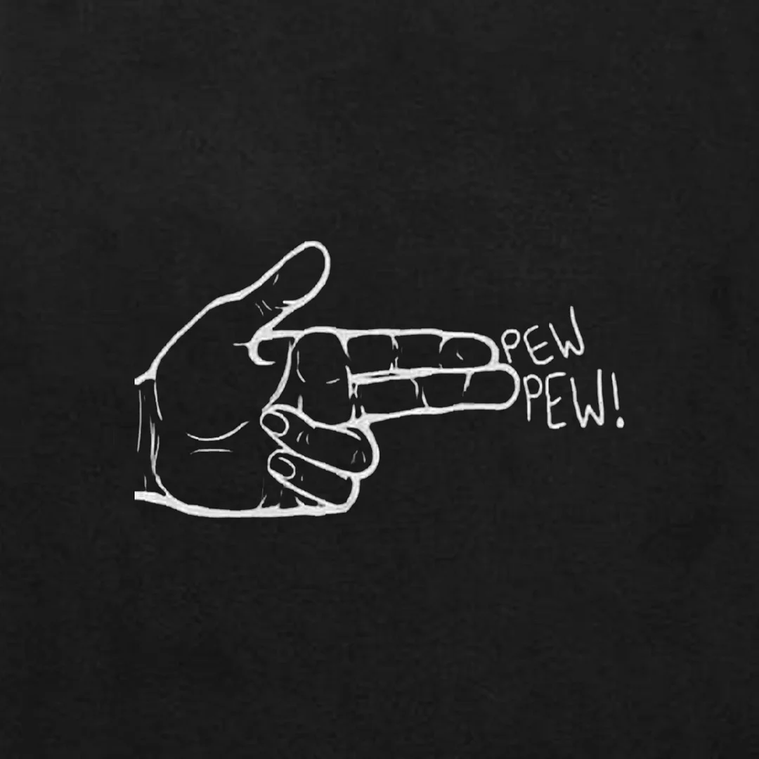 PEW PEW Hand Graphic Casual Modern Style Black Print T-shirt