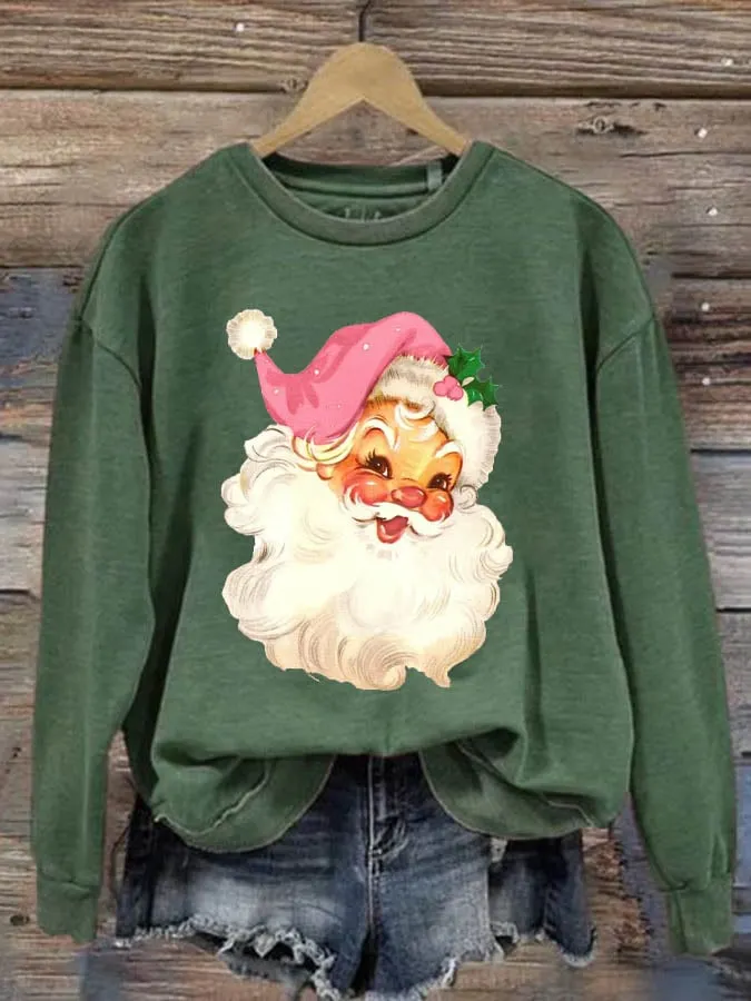 Women's Christmas Santa Claus Print Long Sleeve Sweatshirt