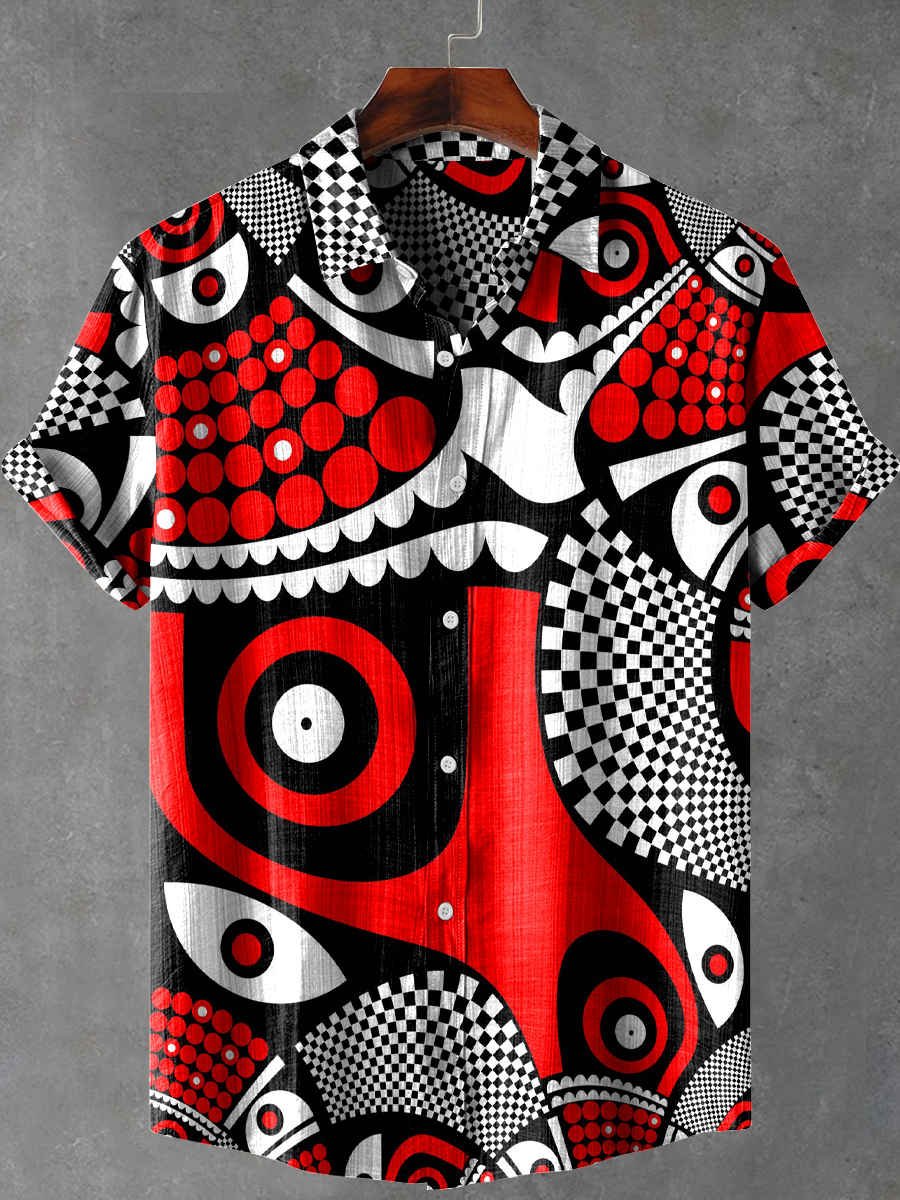 Abstract Geometric Dots Art Print Casual 100% Cotton Shirt